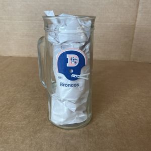 Vintage 1980's Denver Broncos Old Logo Fisher Glass Beer Mug Collectible